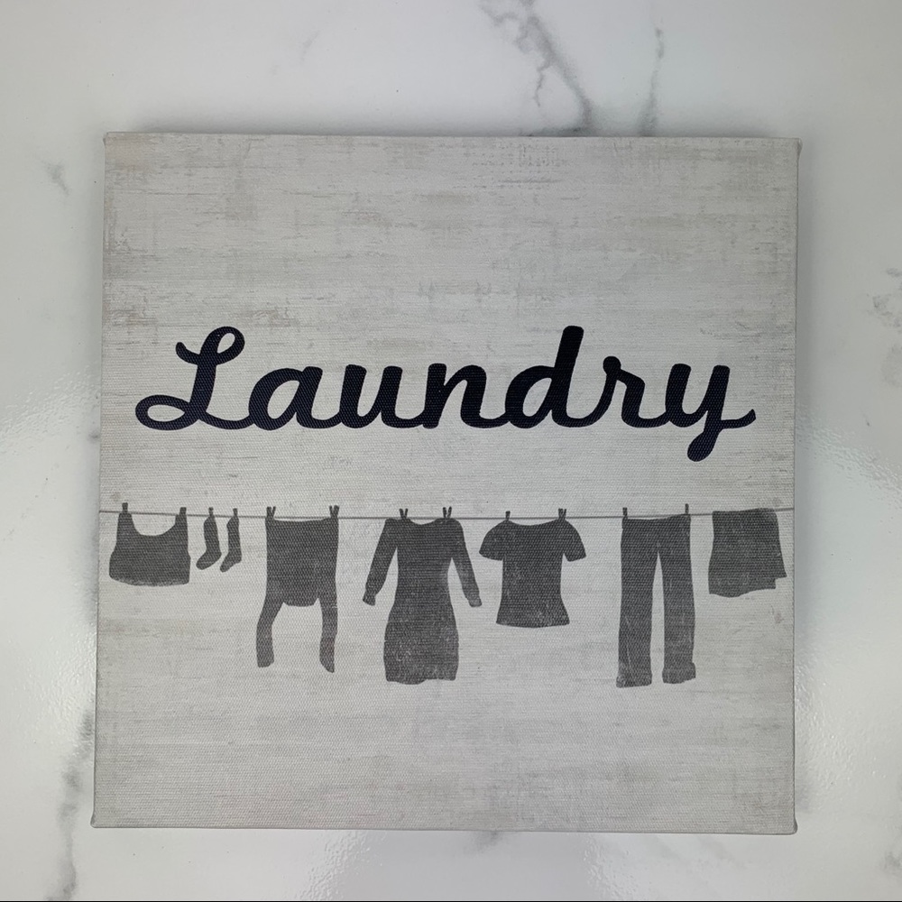 $5 Final Sale! Laundry Small Canvas Wall Art Black & Gray